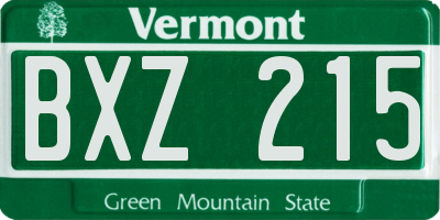 VT license plate BXZ215
