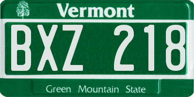 VT license plate BXZ218