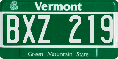 VT license plate BXZ219