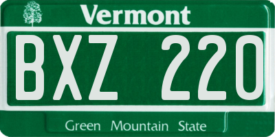 VT license plate BXZ220