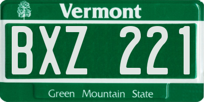 VT license plate BXZ221