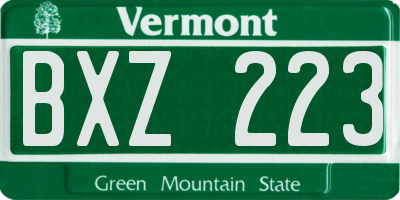 VT license plate BXZ223