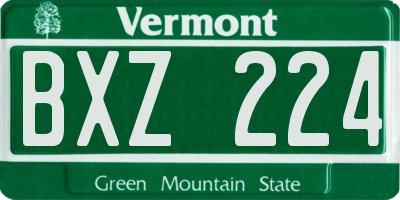 VT license plate BXZ224