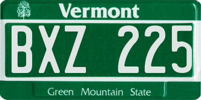 VT license plate BXZ225