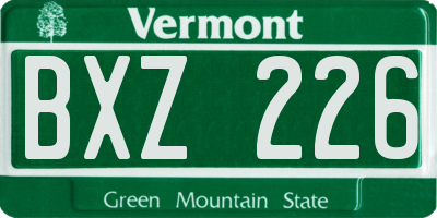 VT license plate BXZ226