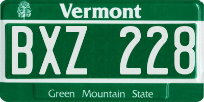VT license plate BXZ228