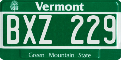 VT license plate BXZ229