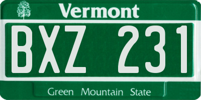 VT license plate BXZ231