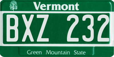 VT license plate BXZ232