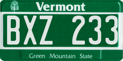 VT license plate BXZ233