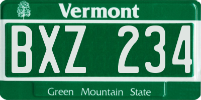 VT license plate BXZ234