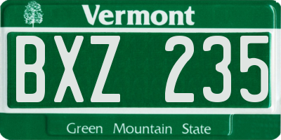 VT license plate BXZ235