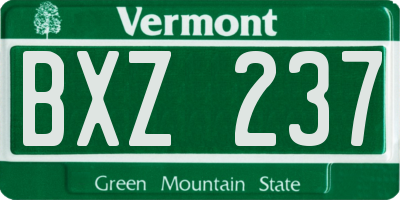 VT license plate BXZ237