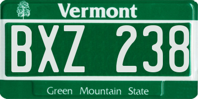 VT license plate BXZ238