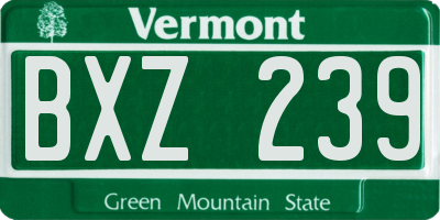 VT license plate BXZ239