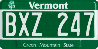 VT license plate BXZ247