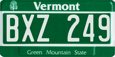 VT license plate BXZ249