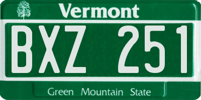 VT license plate BXZ251