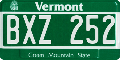 VT license plate BXZ252