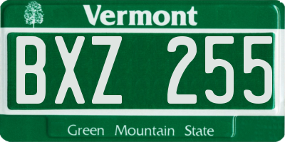 VT license plate BXZ255