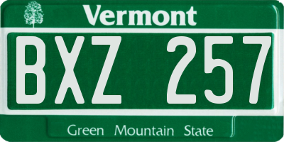 VT license plate BXZ257