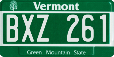 VT license plate BXZ261