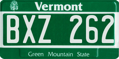 VT license plate BXZ262