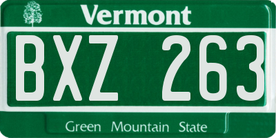 VT license plate BXZ263