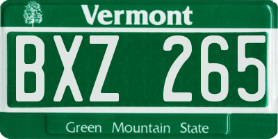 VT license plate BXZ265
