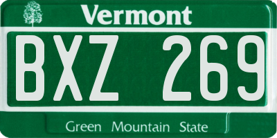 VT license plate BXZ269