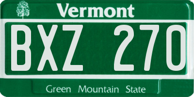 VT license plate BXZ270