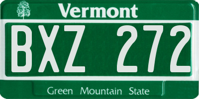 VT license plate BXZ272