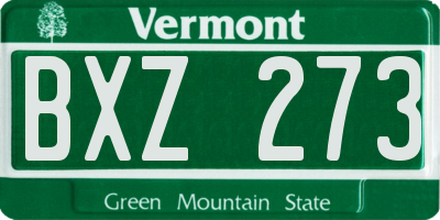 VT license plate BXZ273