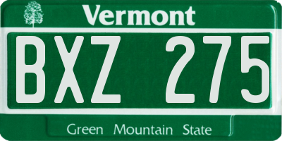VT license plate BXZ275
