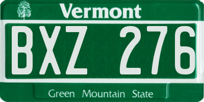 VT license plate BXZ276