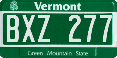 VT license plate BXZ277