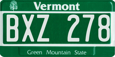 VT license plate BXZ278