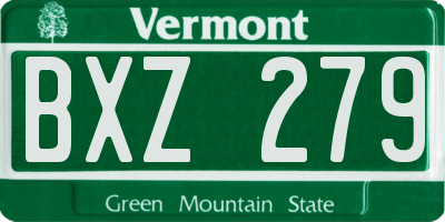 VT license plate BXZ279
