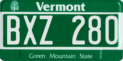 VT license plate BXZ280