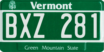 VT license plate BXZ281