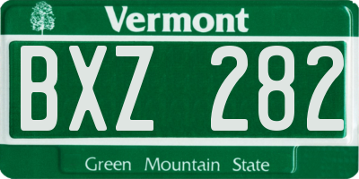 VT license plate BXZ282