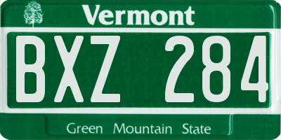 VT license plate BXZ284