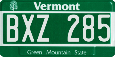 VT license plate BXZ285