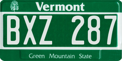 VT license plate BXZ287