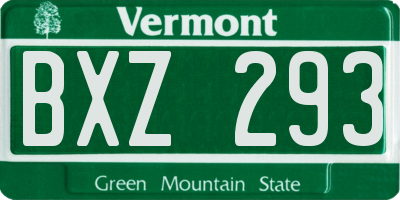 VT license plate BXZ293