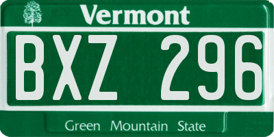 VT license plate BXZ296