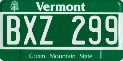VT license plate BXZ299