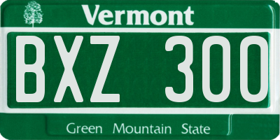 VT license plate BXZ300