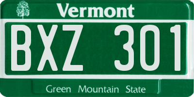 VT license plate BXZ301