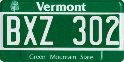 VT license plate BXZ302